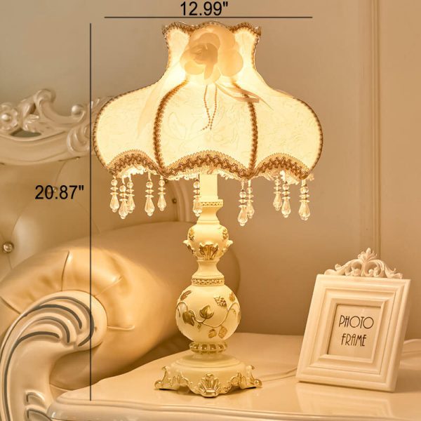 European Retro Light Luxury Carving Resin Fabric Alloy 1-Light Table Lamp - Image 14
