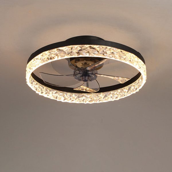 Modern Circle Ring LED Semi-Flush Mount Ceiling Fan Light - Image 17