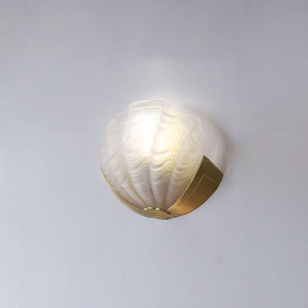 Modern Art Deco Shell Brass Glass 1-Light Wall Sconce Lamp For Bedroom - Image 19