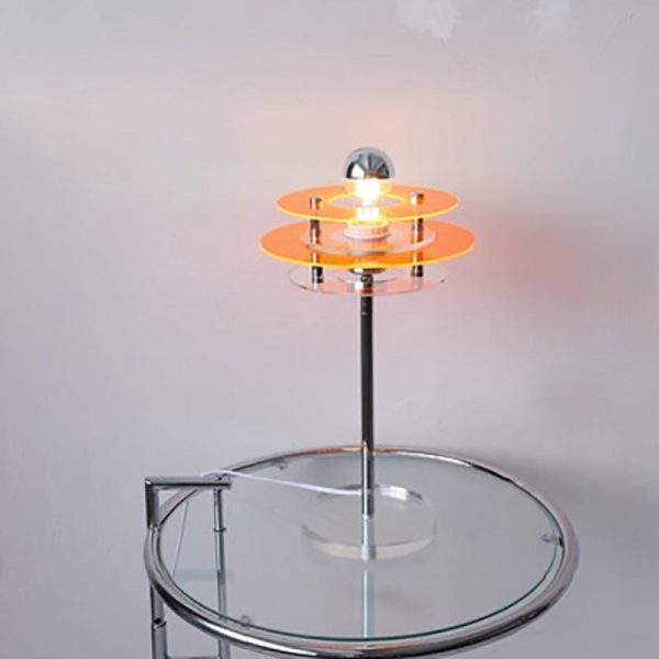 Modern Mid-Century Round Flying Saucer Iron Acrylic 1-Light Table Lamp For Bedroom - Image 11