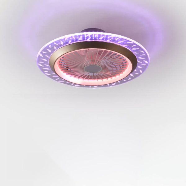 Modern RGB Acrylic Round LED Seme-Flush Mount Ceiling Fan Light - Image 18