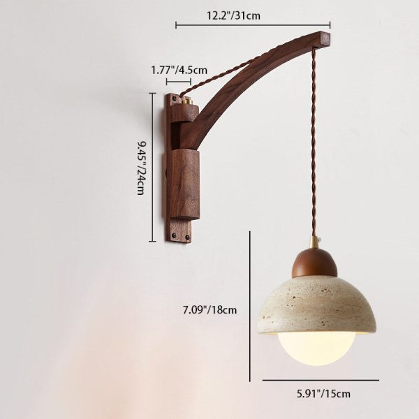 Japanese Wabi-Sabi Solid Wood Glass Horn 1-Light Wall Sconce Lamp - Image 7