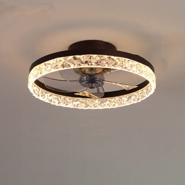 Modern Circle Ring LED Semi-Flush Mount Ceiling Fan Light - Image 18