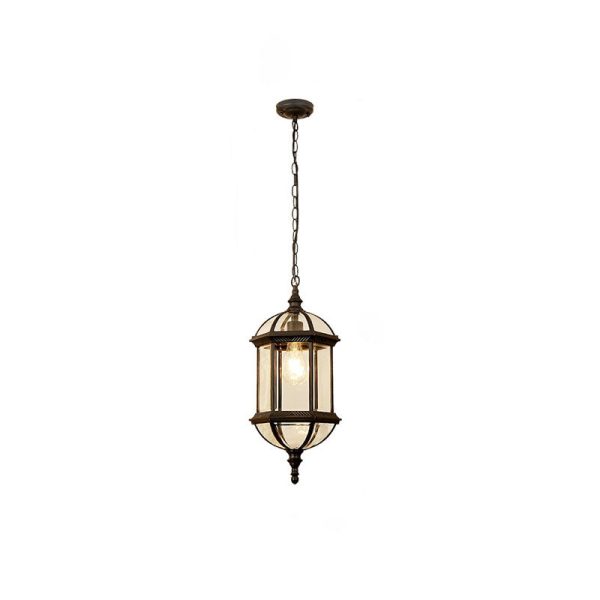 Contemporary Retro Hexagonal Lantern Glass Aluminum 1-Light Waterproof Pendant Light For Outdoor Patio - Image 13