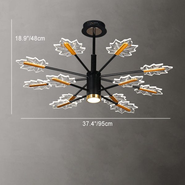 Modern Minimalist Branch Maple Leaf Iron Acrylic LED Chandelier For Living Room - Image 6