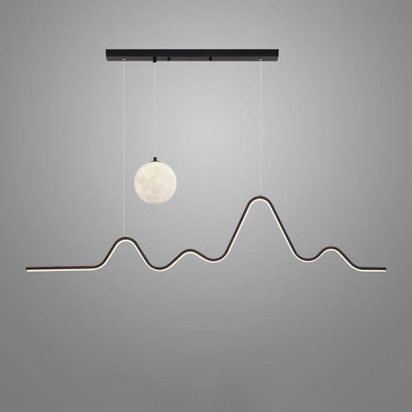 Modern Minimalist Corrugated Aluminum Strip PLA 3D Moon Shade LED Island Light Chandelier For Dining Room - Image 5