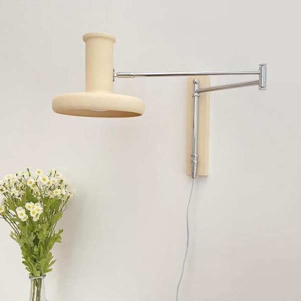 Nordic Minimalist  Beige Swing Arm 1-Light Wall Sconce Lamp - Image 13