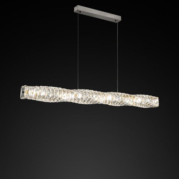 Modern Simplicity Stainless Steel Crystal Strip LED Island Light Pendant Light For Dining Room - Image 14