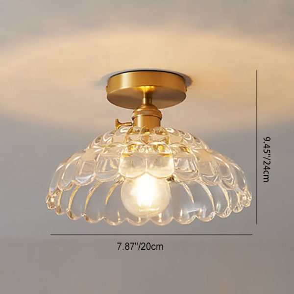 Modern French Minimalist Glass Flower Shape 1-Light Semi-Flush Mount Ceiling Light - Image 2