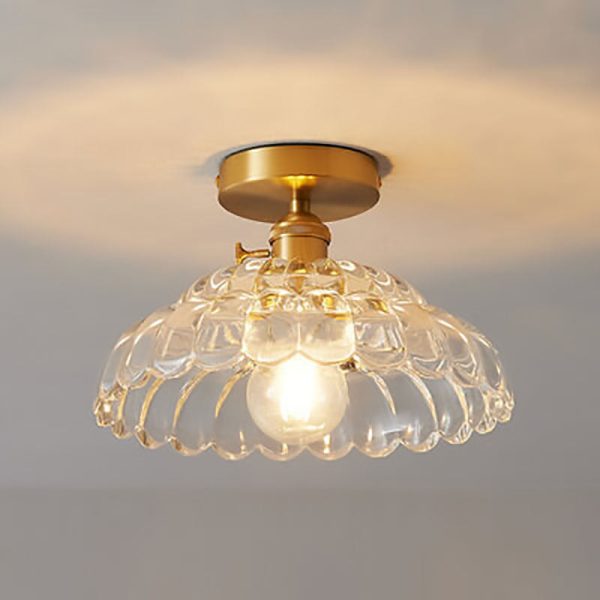 Modern French Minimalist Glass Flower Shape 1-Light Semi-Flush Mount Ceiling Light - Image 5