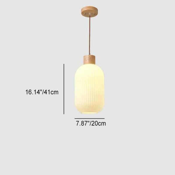 Japanese Minimalist Log Wood  Strip Glass Jar 1/2/3 Light Island Light Chandelier - Image 15