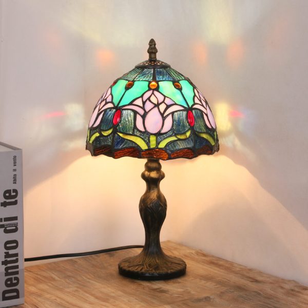 Tiffany Rustic Tulip Stained Glass Round 1-Light Table Lamp - Image 4