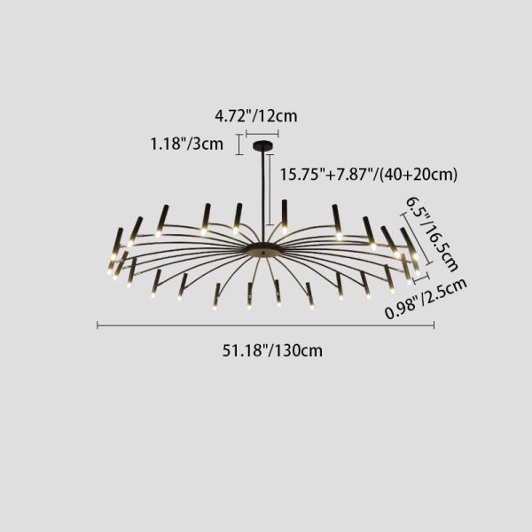 Contemporary Scandinavian Round Radioactive Iron Aluminum 12/24 Light Chandelier For Living Room - Image 7