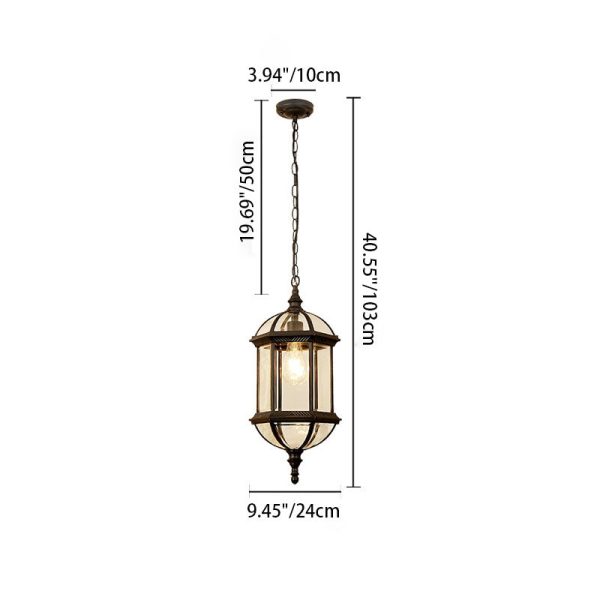 Contemporary Retro Hexagonal Lantern Glass Aluminum 1-Light Waterproof Pendant Light For Outdoor Patio - Image 8