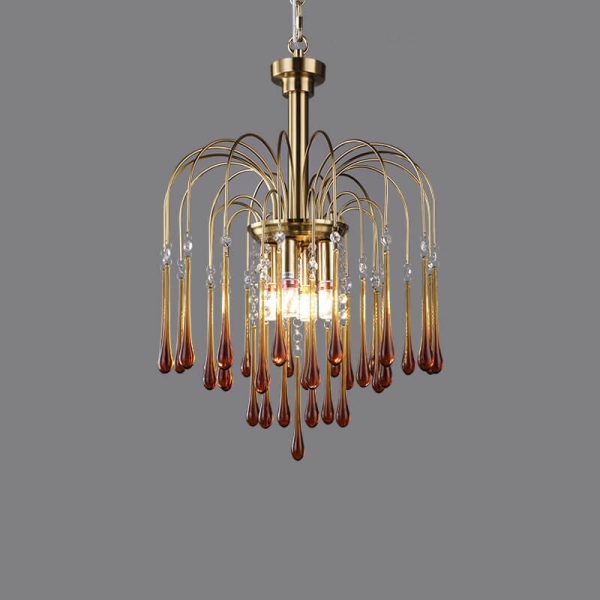 Traditional French Teardrop Copper Glass 4/6/10 Light Chandelier For Living Room - Image 13