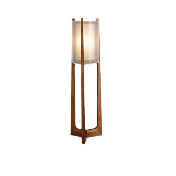 Japanese Minimalist Solid Wood Fabric Column 1-Light Standing Floor Lamp - Image 11