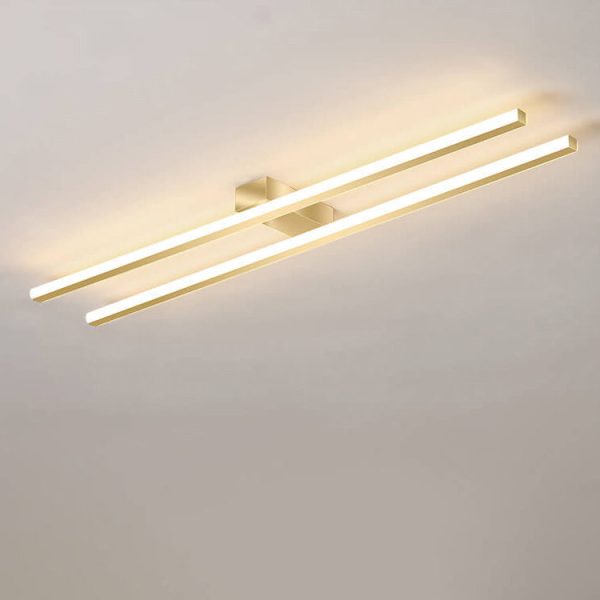 Modern Minimalist Geometric Dual Straight Line LED Semi-Flush Mount Ceiling Light For Hallway - Image 5