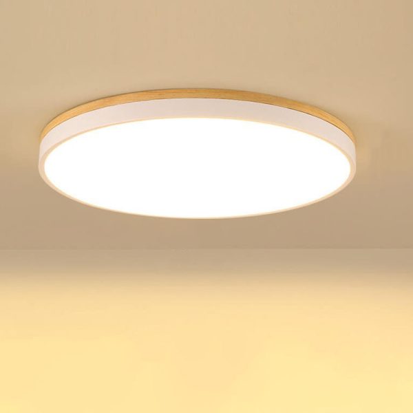 Nordic Simple Solid Wood Round LED Flush Mount Ceiling Light - Image 6