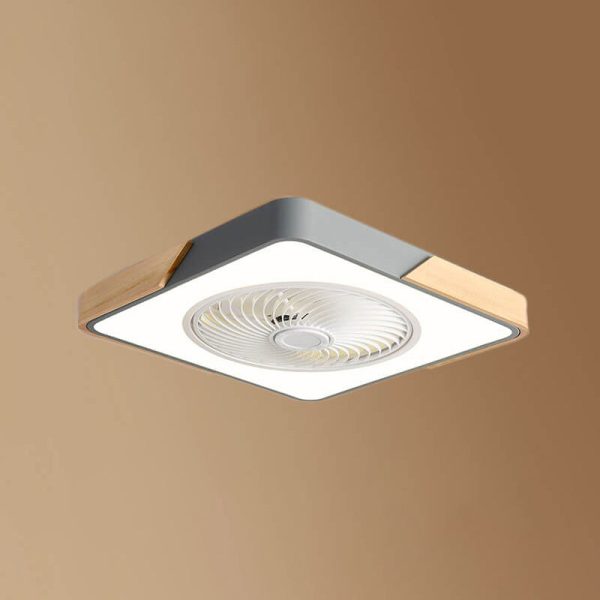 Nordic Macaron Square Wood LED Flush Mount Ceiling Fan Light - Image 8