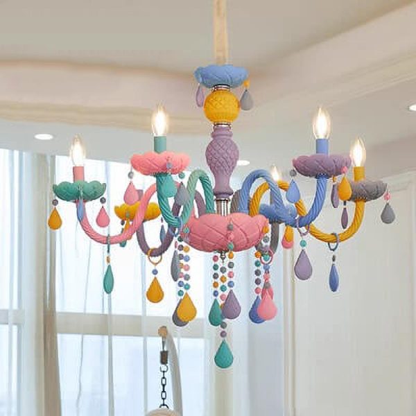 Modern Children's Princess Macaroon Candelabra Crystal Glass 5/6/8/10/12/15 Light Chandelier - Image 13