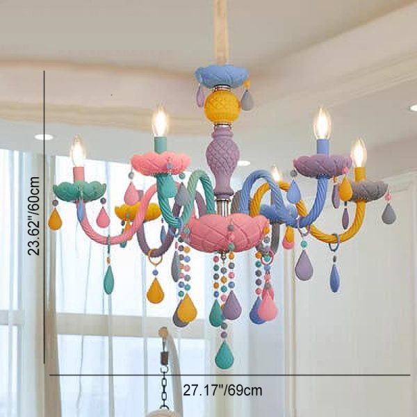 Modern Children's Princess Macaroon Candelabra Crystal Glass 5/6/8/10/12/15 Light Chandelier - Image 5
