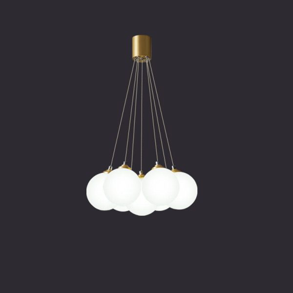 Nordic Light Luxury Glass Balloon Brass 4/5/7 Light Chandelier - Image 11