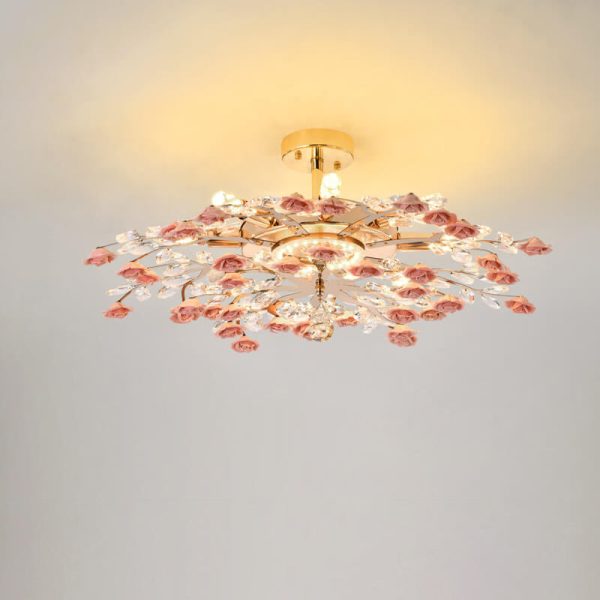 Modern Luxury Rose Iron Ceramic Crystal 6/7/8 Light Chandelier - Image 18