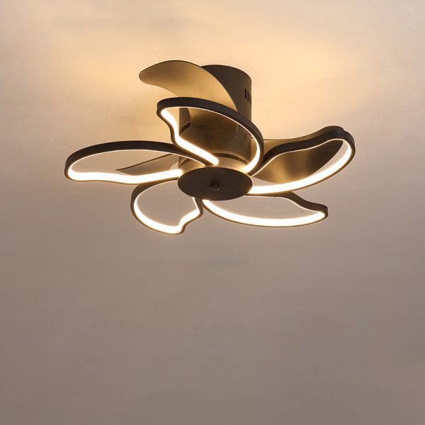 Nordic Minimalist Petal Shaped LED Semi-Flush Mount Ceiling Fan Light - Image 3