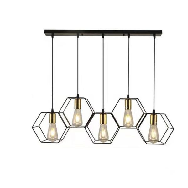 Industrial Vintage Geometric Frame Iron 3/5 Light Island Light Chandelier - Image 13