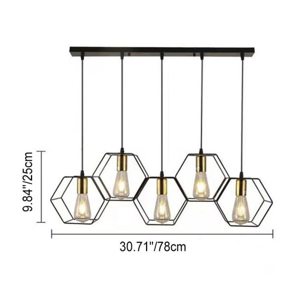 Industrial Vintage Geometric Frame Iron 3/5 Light Island Light Chandelier - Image 10