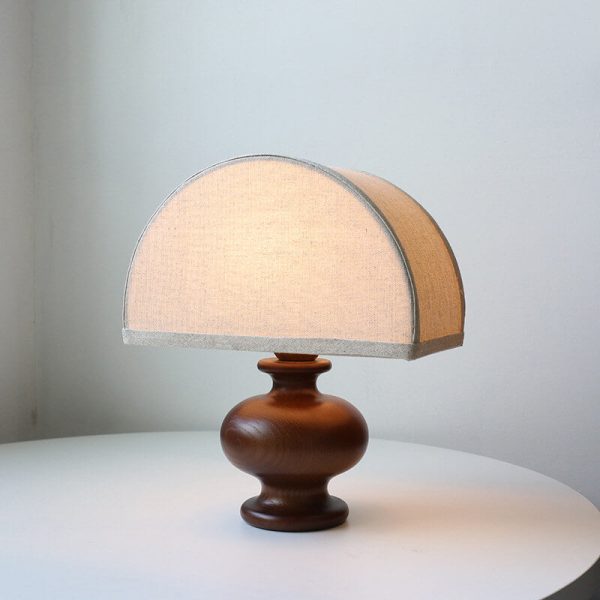 Japanese Wabi-sabi Vintage Solid Wood Fabric 1-Light Table Lamp - Image 7