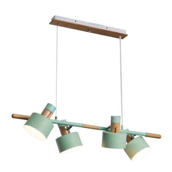 Nordic Minimalist Solid Macaron Color Wood Iron 4-Light Island Light Chandelier - Image 12