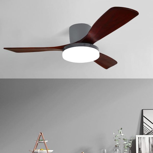 Contemporary Scandinavian Copper Wood Acrylic Fan LED Semi-Flush Mount Ceiling Fan Light For Living Room - Image 10