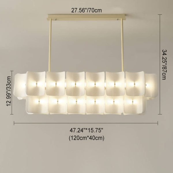 Modern Creative Round Rectangle Iron Aluminum PMMA LED Island Light Chandelier - Image 6