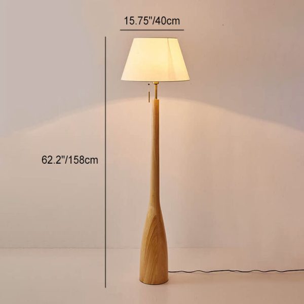 Scandinavian Modern Minimalist Solid Wood Base Fabric 1-Light Standing Floor Lamp - Image 3