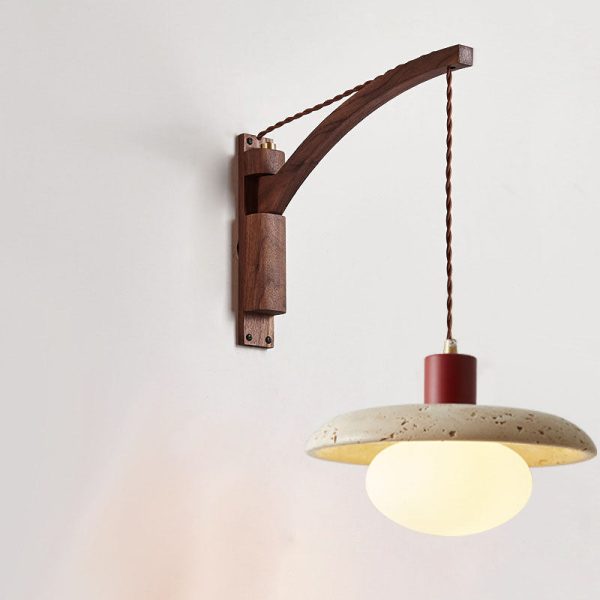 Japanese Wabi-Sabi Solid Wood Glass Horn 1-Light Wall Sconce Lamp - Image 12