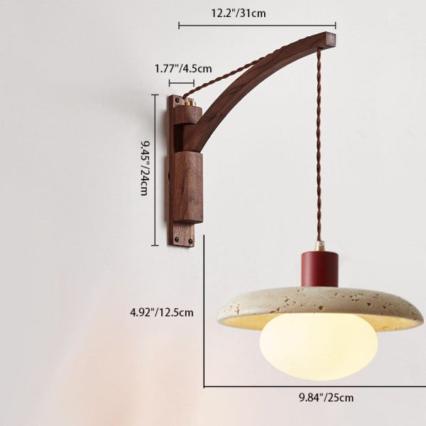 Japanese Wabi-Sabi Solid Wood Glass Horn 1-Light Wall Sconce Lamp - Image 5