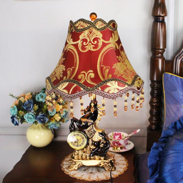 Traditional European Horse Round Trapezoidal Resin Fabric 1-Light Table Lamp For Bedroom - Image 11