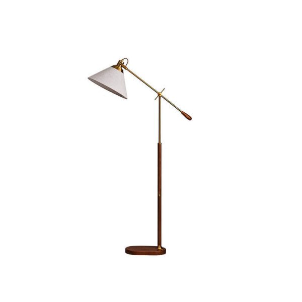 Nordic Vintage Fabric Cone Metal Ash Wood 1-Light Standing Floor Lamp - Image 11
