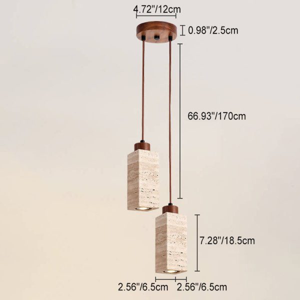 Japanese Wabi-sabi Solid Wood Stone 1/2/3-Light Island Light Chandelier - Image 3