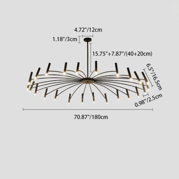 Contemporary Scandinavian Round Radioactive Iron Aluminum 12/24 Light Chandelier For Living Room - Image 8