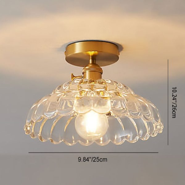 Modern French Minimalist Glass Flower Shape 1-Light Semi-Flush Mount Ceiling Light - Image 3