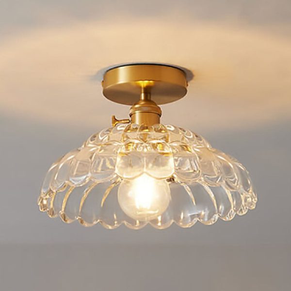 Modern French Minimalist Glass Flower Shape 1-Light Semi-Flush Mount Ceiling Light - Image 4