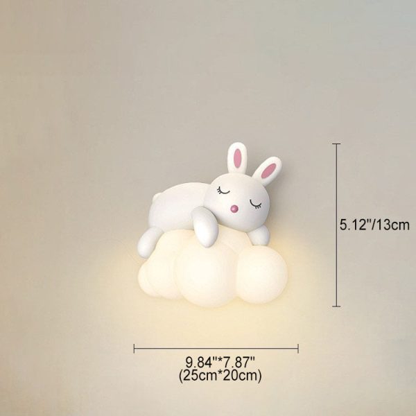 Contemporary Nordic Kids Resin PE Bear Rabbit LED Wall Sconce Lamp For Bedroom - Image 6