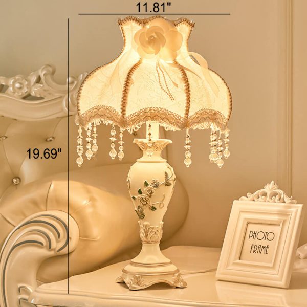 European Retro Light Luxury Carving Resin Fabric Alloy 1-Light Table Lamp - Image 18