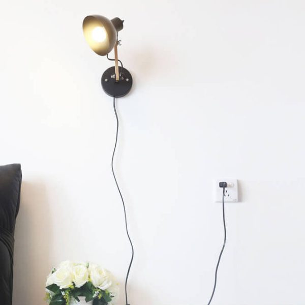 Modern Nordic Iron Semicircle Adjustable Wooden Lamp Arm 1-Light Wall Sconce Lamp - Image 14
