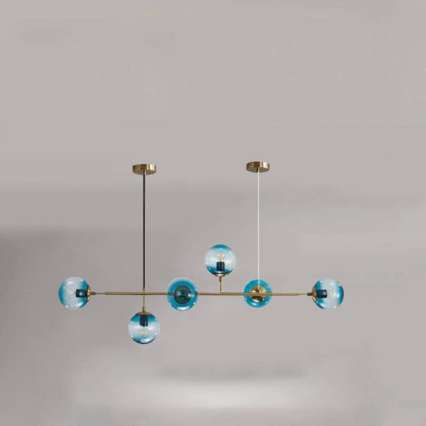 Nordic Minimalist Colorful Orb Hardware Glass 6-Light Island Light Chandelier - Image 15