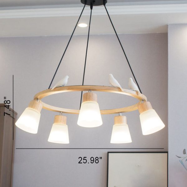 Nordic Minimalist Solid Wood Bird 3/5-Light Chandelier - Image 6