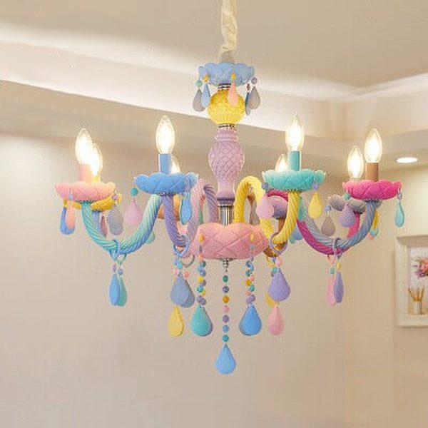 Modern Children's Princess Macaroon Candelabra Crystal Glass 5/6/8/10/12/15 Light Chandelier - Image 12