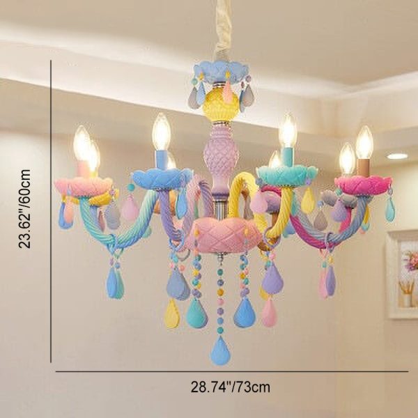 Modern Children's Princess Macaroon Candelabra Crystal Glass 5/6/8/10/12/15 Light Chandelier - Image 6